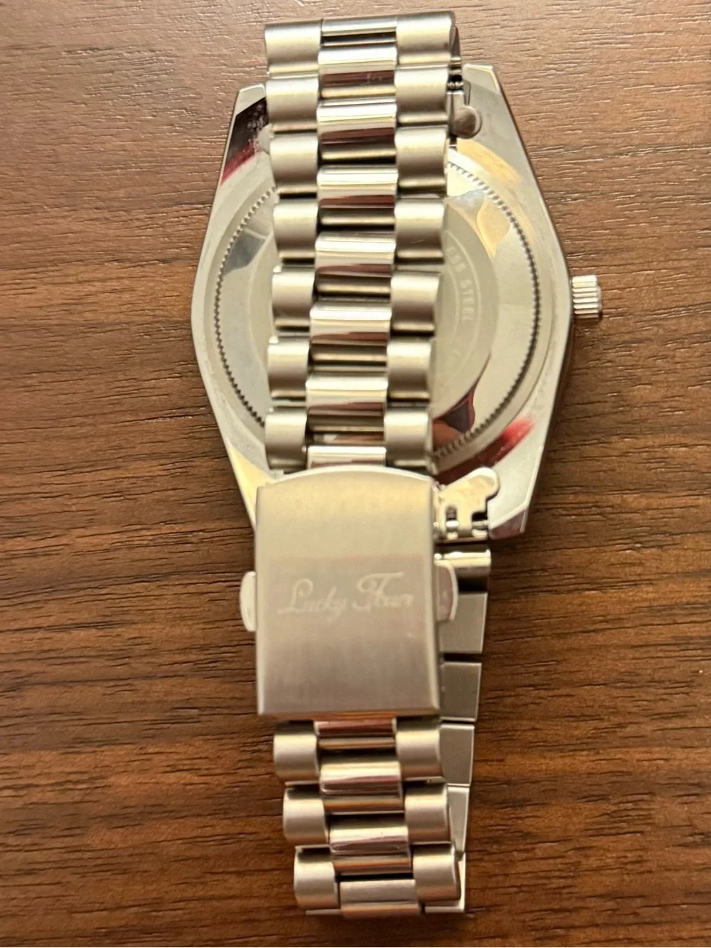 Lucky Fours Santos Silver Watch with Red Dial